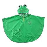 mama stadt Kinder Regenponcho Unisex Regencape Mädchen Jungen 100% Regensichere Regen Poncho Regenmantel Regenjacke Kinder Wasserdicht Atmungsaktiv, Frosch Grün/M (2-4 Jahre)