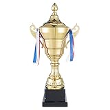 GOODS+GADGETS Gold Pokal XXL Siegerpokal mit Deckel 36 cm - Sieger Trophäe Personalisierbar