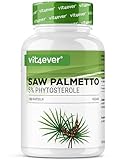 Saw Palmetto Extrakt - 180 Kapseln mit 500 mg Extrakt - Premium: 5% Phytosterole = 25 mg - Hochdosiertes Sägepalmextrakt - Laborgeprüft - Ohne unerwünschte Zusätze - Vegan