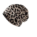 YAWOXIJ Leopardenmuster Langbeanie, Elastisch, Weich, Atmungsaktiv, Wintermütze für Frauen, Braun