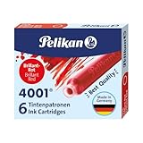 Pelikan 4001 Box von 10 Fällen von 6 Tintenpatronen TP/6 glänzend rot