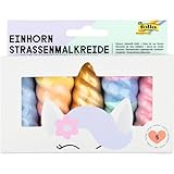 folia 380509 - Einhorn Straßenmalkreide für Kinder, 5 Stück in Regenbogenfarben, Unicorn Kreide im Horn-Design