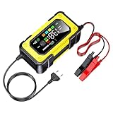 Batterieladegerät,12V 7A Fahrzeugbatterieladegerät | Farbdisplay Ladegerät für Auto LKW Motorrad Boot - Outdoor Garage Werkstatt