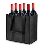 Ancable Flaschentasche 6 Fächer, Flaschenträger Flaschenkorb 27x27x18cm, Getränketasche aus Oxford Stoff für 1,5L Flaschen, Faltbarer Flaschen Organizer mit Trennwänden für Wasserflaschen Wein Bier
