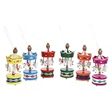 TOGEVAL Teiliges Miniatur Weihnachtskarussell Anhänger aus Handgefertigte Rotierende Christbaumschmuck Dekorationen für Zuhause Farbige Weihnachtsbaum Pendants für
