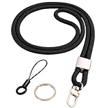 Vicloon Schlüsselband Lang, Nylon Lanyards mit karabiner, Schlüsselbänder Umhängebänder mit Drehbarem Metallclip Abnehmbare Neck Lanyard Langes Handgelenk Paracord(Schwarz)