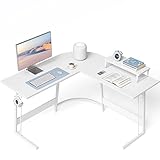 CubiCubi Eckschreibtisch Studie 120 x 120 cm, Stabil Schreibtisch l Form für Büro, Pc Ecktisch Computertisch Mit Monitorständer und Schubladen, Platzsparend, Einfach zu Montieren Eck Tisch, weiß