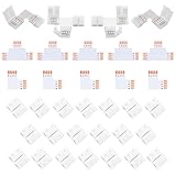 LED Strip Verbinder 4 Polig, Lötfreier LED Licht Anschluss L Form LED Leuchten Verlängerung T Form Lötfreie LED Adapter Verbinder für 8mm Weite 3535 RGB LED Strips, Led Verbinder 4 Polig