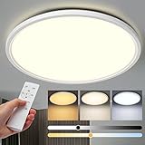 Aisutha LED Deckenleuchte, 24W 2800LM Deckenlampe Flach Dimmbar mit Fernbedienung, 3000K-6500K, IP54 Ultra Dünn Schlafzimmer Lampe für Wohnzimmer Kinderzimmer Küche Badezimmer