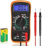 Digital Multimeter Voltmeter Batterietester Spannungsprüfer Durchgangsprüfer Ohm Volt Ampere Messgerät AC/DC Spannung Strom Widerstand Diode Transistor, Großes LCD Anzeige und Hintergrundlicht