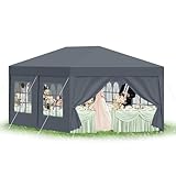 arvioo Pavillon 3x6 m mit 6 Seitenwände Wasserdicht Stabil Winterfest UV-Schutz Partyzelt mit PE-Dach und Stahlrahmen für Outdoor-Events, Märkte & Feste (Grau)