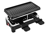 Kalorik TKG RAC 1018 elektrischer Raclette-Grill, für bis zu 2 Personen, inkl. 2 Raclettepfännchen, Grillfläche, 400 Watt, Schwarz