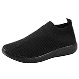 Schuhe Frauen Outdoor Mesh Casual Slip On Bequeme Sohlen Laufen Sportschuhe (40,Schwarz)