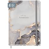 paper&you® Adressbuch A5 mit Register A-Z [Grey Marble] Buch für Kontakte, Geburtstage & Passwörter - nachhaltig & klimafreundlich