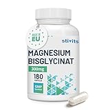 Magnesium Bisglycinat 180 Kapseln – Hochdosiert & vegan – Mit Vitamin B6 für bessere Aufnahme – Muskel, Nerven, Schlaf, Stress – Magenschonend, laborgeprüft, ohne Zusatzstoffe, EU-Herstellung