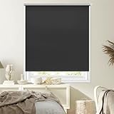 Verdunkelungsrollo Klemmfix Ohne Bohren 70 x 60 cm Blickdicht Und Sonnenschutz, Tag-Nacht-Rollo Ohne Bohren Maßgeschneiderte Größe Rollo für Tür & Fenster, Schwarz