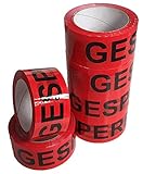 IQM TOOLS 6 Rollen QS-Klebeband GESPERRT: Breite 50 mm - Länge 66 m - schwarze Schrift auf rotem Grund - Staffelpreise für Businesskunden