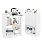 Rebonique Schreibtisch klappbar,Wandschreibtisch mit Ablagen,Klappbarer Wandtisch,Schwebender Laptoptisch,Platzsparender Klapptisch Computertisch Arbeitstisch Bürotisch für Homeoffice,Büro,64x20x82cm