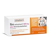 IBU-ratiopharm 400 mg akut Schmerztabletten: Bewährt bei Schmerzen und Fieber. Wirkstoff: Ibuprofen, 20 Filmtabletten