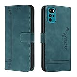 Trugox Handyhülle für Motorola Moto G22 Hülle Klappbar Klapphülle mit Kartenfach Handytasche Handy Schutzhülle Tasche Leder Wallet Flip Case Slim Book Cover - Blaugrün