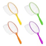 SYEYCW 4 Stück Fischernetz, Kunststoff-Fischernetze, Frühlernwerkzeug, Insektenfängernetze, kleine kescher, zum Strandspielzeug, Käfer und Schmetterlingsfang, Kompakte Outdoor-Spielgeräte