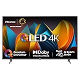 Hisense 58E7NQ 146 cm (58 Zoll) Fernseher, 4K UHD, QLED, HDR10, HDR10+ decoding, HLG, Dolby Vision Atmos, 60Hz Panel, Smooth Motion, Bluetooth, Alexa Built-in, VIDAA Voice, Schwarz [2024]