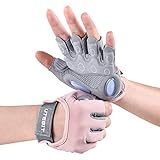 UTEBIT Fitness Handschuhe, Atmungsaktive Sporthandschuhe mit Mikrofasergewebe, Rutschfester Silikon Gym Handschuhe für Kraftsport, Bodybuilding, Radsport, Gym,Trainingshandschuhe für Damen