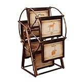 Culnflun Vintage-Fotorahmen, Riesenrad, Western-Bilderrahmen, drehbar, 12 Fotos, Familienwand, Tischbild, Heimdekoration, Weihnachten, Geburtstag, Geschenke, 19 cm x 33,5 (As Shown)