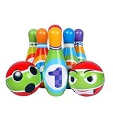 JIAMIAN Bowling Set Kinder, Bowling Set Outdoor Spiele, mit 6 Kegel und 2 Bälle Bowling Set, Pädagogisches Lern-Spielzeug für Drinnen & Draußen Schaumstoff