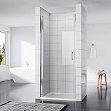 SONNI Duschkabine Duschtür Nischendrehtür 90 x 195 cm Nano Beschichtung Nischentür Schwingtür ESG Glas Dusche Glastür Dusche Pendeltür dusche Duschtrennwand