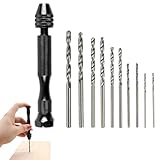 Handbohrer Mini Bohrmaschine Pin Vise,Handbohrer Modellbau mit 10 Stück Spiralbohrer (0.8-3mm),Mini Bohrer,Handbohrmaschine,Handbohrer Zum Basteln,für Gießharz Bohren,Modellbau,Bastelarbeiten