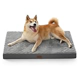 BEDSURE waschbares Hundebett für mittelgroße Hunde - 89x56x7cm Komfort Hundekissen mit Rutschfester Basis und abnehmbarem waschbarem Bezug, Eierkarton-Schaumstoff Hundematte, Grau - Nicht Wasserdicht