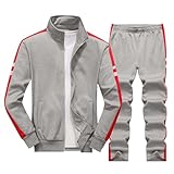 Duohropke Herren einfarbig Trainingsanzüge Jogginganzug Zip Up Hoodie Tops Oberteil Sportjacke mit Stehkragen und Jogging Bottom Trainingshose Jogginghose Sportanzug