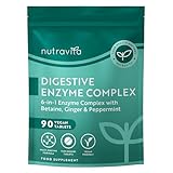 Nutravita Verdauungsenzyme Komplex - 90 vegane Tabletten - mit Amylase, Laktase, Lipase, Bromelain, Ingwer und Pfefferminze - Digestive Enzyme für die Darmgesundheit - 3-Monats-Vorrat