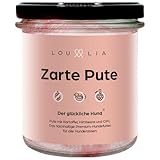 Lou und Lia Nassfutter für Hunde - Zarte Pute - Hundefutter mit 100% frischem Fleisch, Getreidefrei & Monoprotein - Süßkartoffel, Himbeere, OPC - Für alle Hunde (4X 290g Gläser) (4 x 290 g)