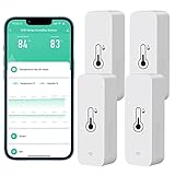 Comboss WiFi-Hygrometer Thermometer-Sensor, kabelloser Temperatur- und Feuchtigkeitssensor für den Innen- und Außenbereich mit Remote-App-Benachrichtigungsalarm, Arbeit mit der Tuya-App (4-Pack)