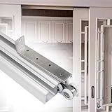 Schiebetür Schiene 60, 80, 100, 110, 120, 130, 150, 180 cm Scheunentor-Beschlagsatz, Schiebetürschienen-Ersatzrollensystem, Schiebetür-Gleitschiene für Geistertür(Silver,290cm/9.5ft)