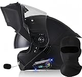 Bluetooth-Modularer Motorradhelm, DOT/ECE-Geprüfter Integralhelm,Hochklappbar,Beschlagfreies Doppelvisier,Eingebauter Doppellautsprecher,Motorrad-Rennhelm Für Männer Und Frauen K,XL61-62cm