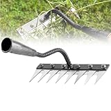 5/6/7/8 Zähne Karbonstahl Garten Unkrautrechen Abnehmbarer Garten Unkrautjäter Abzieher Werkzeug, Gartenrechen Metall Heavy Duty, Effektiv für Rasen Hof und Garten Bauernhof Entwurzelung (7 Zinken)