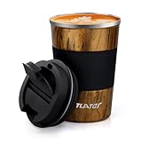 Tlater Kaffeebecher to go, 380ml Thermobecher- Isolierbecher mit Auslaufsicher Deckel, Vakuum Doppelwandig Reisebecher, Edelstahl Travel Mug für Kaffee und Tee, Heiß und Kalt Halten