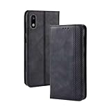 Hülle für Samsung Galaxy A10E,PU Leder,Retro magnetische Telefonschale,Wallet-Design mit 3 Kartenflüssen und 1 Geldclip -Black