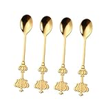 Garneck 4 Stück Teelöffel mit Titanbeschichtung Kreativer Kaffeelöffel für Dessert Eis Ergonomisch Rostfrei Stilvoll für Brautparty und Vielseitigen Genuss