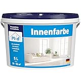 Plid® Innenfarbe Wandfarbe Weiß hohe Deckkraft [5L] - Geruchsarme Verarbeitung Diffusionsfähig Umweltverträglich - Streich Wandfarbe ausbessern weiß deckend - Deckenfarbe weiß - Wall paint white