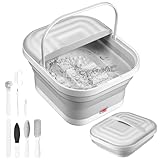 Klappbares Fußsprudelbad mit Heizung, Foot Relief mit Heizung Blasen Vibration Temperaturregelung, Pediküre Bimsstein, Fuß-Massage-Gerät, Fußbadewanne Für Menschen, die lange stehen müssen