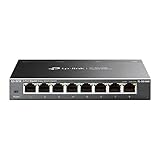 TP-Link TL-SG108E Managed Switch 8 Port Gigabit Ethernet LAN Switch(Plug-and-Play Netzwerk Switch,Metallgehäuse, QoS, IGMP-Snooping,LAN Verteiler, zentrales Management, energieeffizient)schwarz