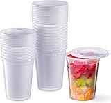 LATERN 24 Stück Kunststoffbehälter mit Deckel, 950ml /32oz Wiederverwendbare Aufbewahrungsbecher für Lebensmittel Auslaufsicher Vorratsbehälter für Suppen Deli-Cups zum Essenszubereitung