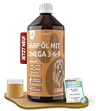 5-in-1 Barf Öl Hund [Made IN Germany, 100% NATÜRLICH & LABORGEPRÜFT] – Omega 3-6-9 Komplex mit Premium Lachsöl, Leinöl, Rapsöl & Borretschöl – Kaltgepresstes Futteröl (500ml)