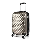 KONO Reisekoffer Handgepäck Koffer 4 Rollen Zwillingsrollen Hartschalenkoffer Handgepäck Trolley Klein 55cm & 31 Liter ABS+PC (Golden-upgrade)