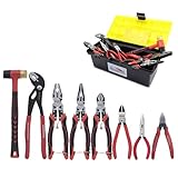 HOUSERAN Zangenset,8 teiliges Werkzeugset mit Koffer,Wasserpumpenzange,Spitzzange,Spitzzange groß, Kombizange,Seitenschneider groß,Seitenschneider,170 Seitenschneider,Gummihammer,für den Haushalt