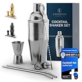 EMPATION Cocktail Shaker, 7-teiliges Cocktail Set - 700 ml Cobbler Shaker aus Edelstahl, minimalistisches Cocktail Zubehör, Bar Set für Anfänger & Profis, Cocktailshaker Set als Präsent geeignet
